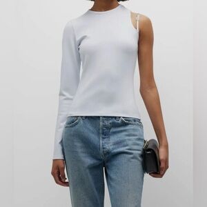NWT RHUDE White Asymmetric Long Sleeve Top